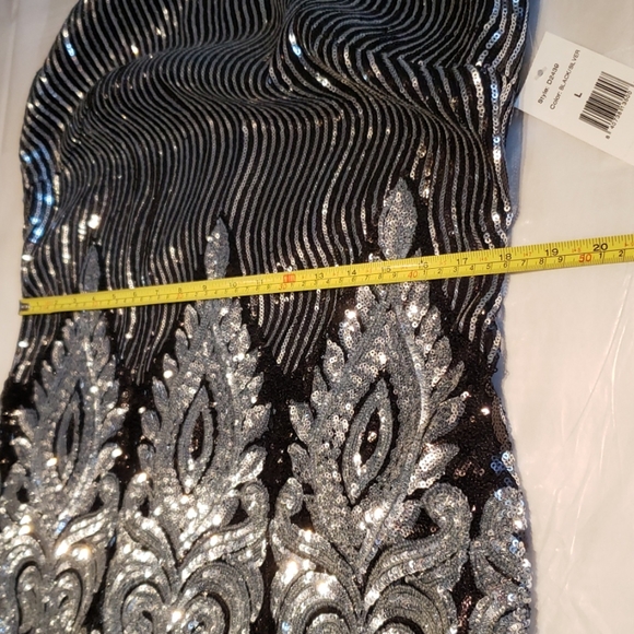 Alexia Admor Sequin Embroidered Dress Back Zip NEW Embellished Silver Black 🎉HP - Picture 8 of 17